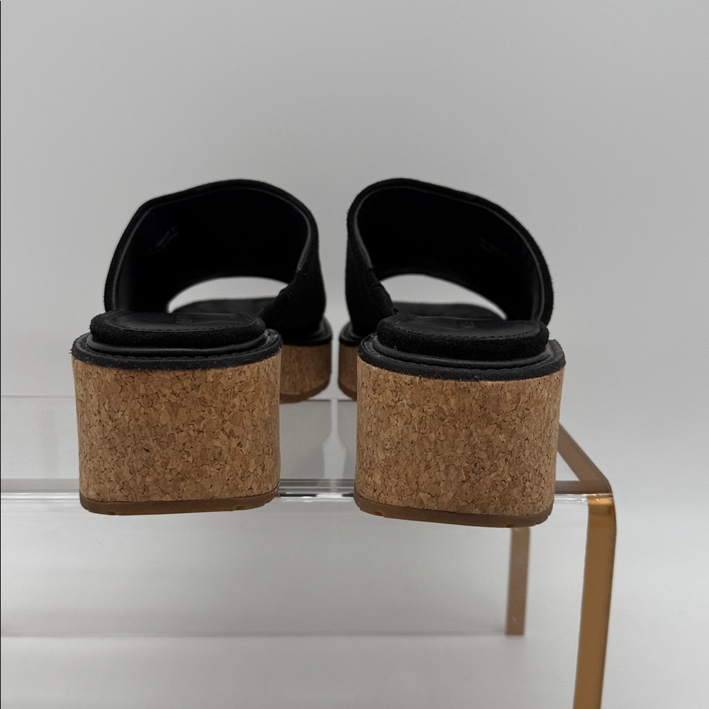 Vince Maddy-B Suede Platform Slides Mule Sandal Black - Picture 6 of 13